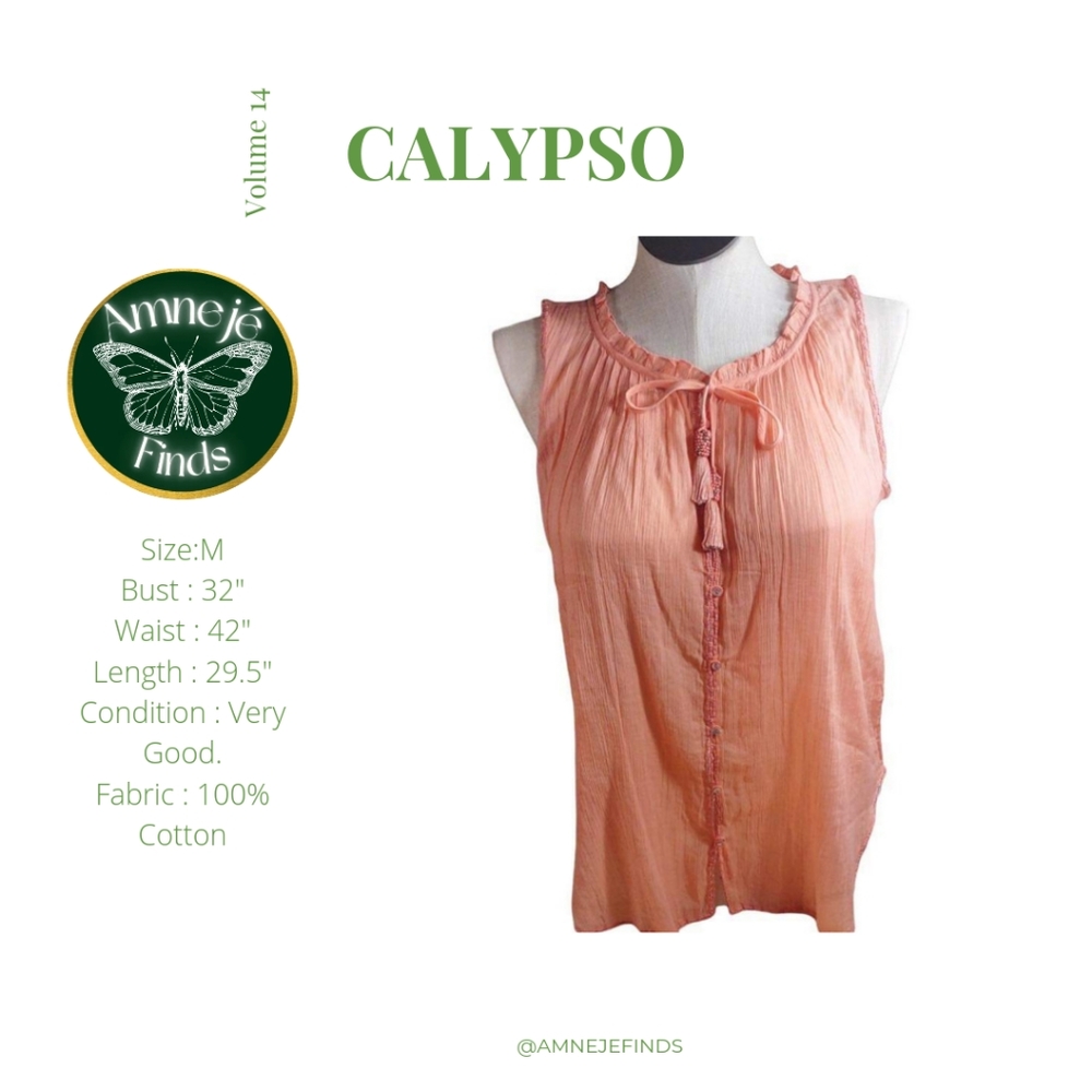 Calypso PinkScoop Neck Sleeveless Blouse M
